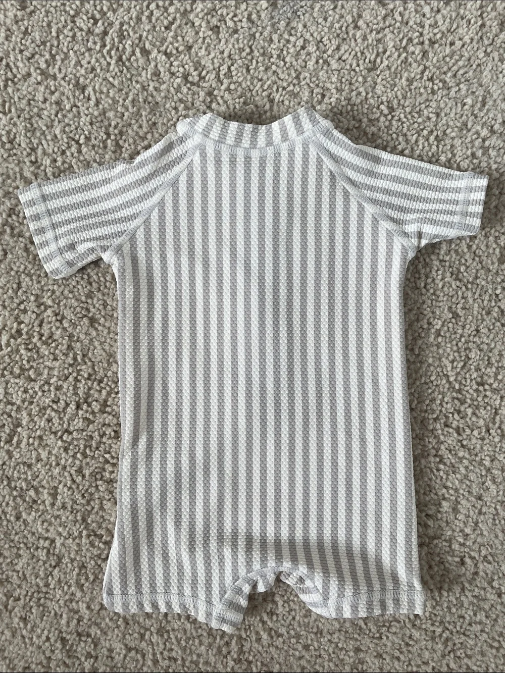Quincy Mae Striped Knit Baby Swimsuit in Gray & White, 3-6 months - Picture 3 of 4